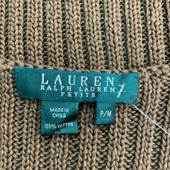 Ralph Lauren Tank Sweater Petite Medium Olive Green Sleeveless NWT - Picture 5 of 7